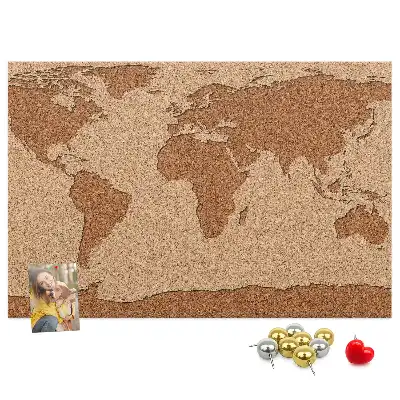 Kurk prikbord Wereldkaart van kurk