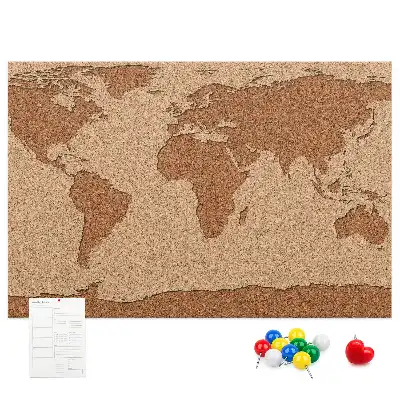 Kurk prikbord Wereldkaart van kurk