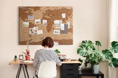 Kurk prikbord Wereldkaart van kurk