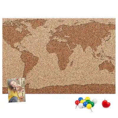 Kurk prikbord Wereldkaart van kurk