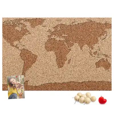 Kurk prikbord Wereldkaart van kurk