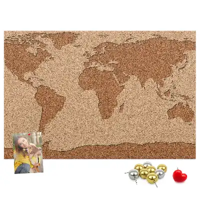 Kurk prikbord Wereldkaart van kurk