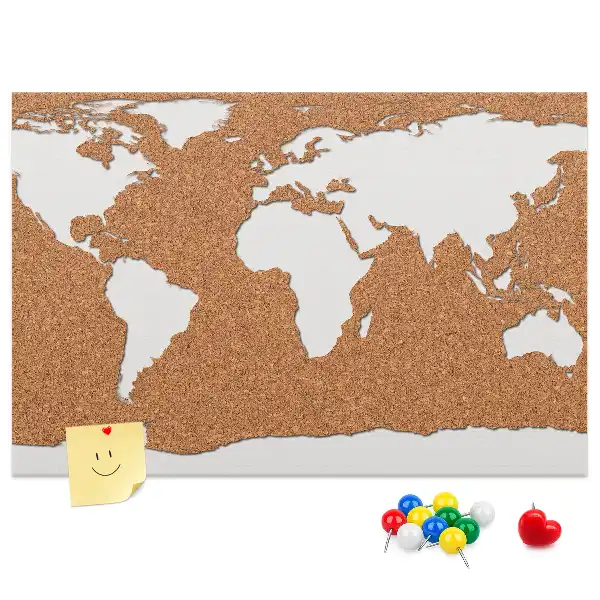 Memobord van kurk Natuurlijk cartografisch motief