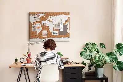 Memobord van kurk Natuurlijk cartografisch motief