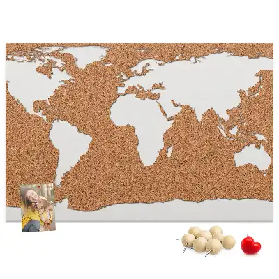 Memobord van kurk Natuurlijk cartografisch motief