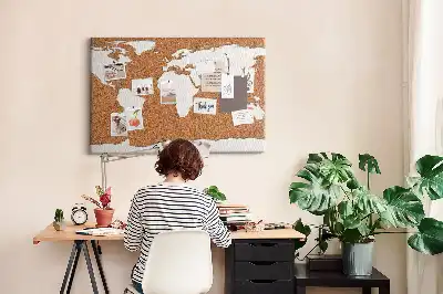 Memobord van kurk Natuurlijk cartografisch motief
