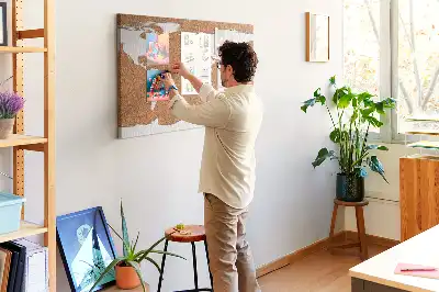 Memobord van kurk Natuurlijk cartografisch motief