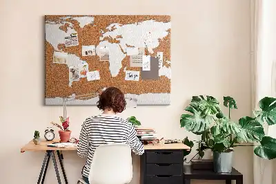 Memobord van kurk Natuurlijk cartografisch motief
