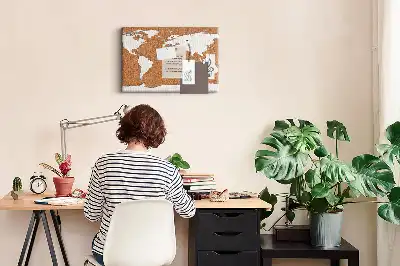 Memobord van kurk Natuurlijk cartografisch motief