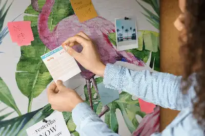 Memobord van kurk Natuur flamingo's