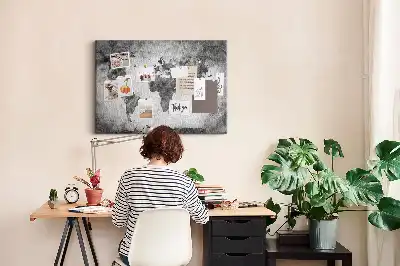 Memobord van kurk Atlas van de continenten