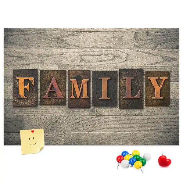 Memobord van kurk Familiespreuk voor aan de muur