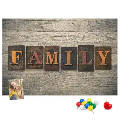 Memobord van kurk Familiespreuk voor aan de muur