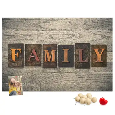 Memobord van kurk Familiespreuk voor aan de muur