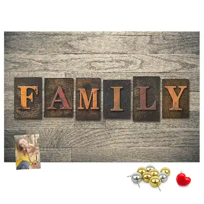 Memobord van kurk Familiespreuk voor aan de muur
