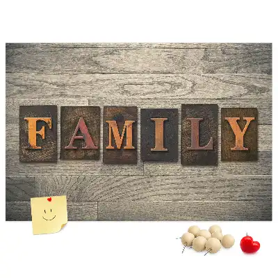 Memobord van kurk Familiespreuk voor aan de muur