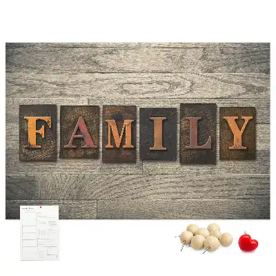 Memobord van kurk Familiespreuk voor aan de muur