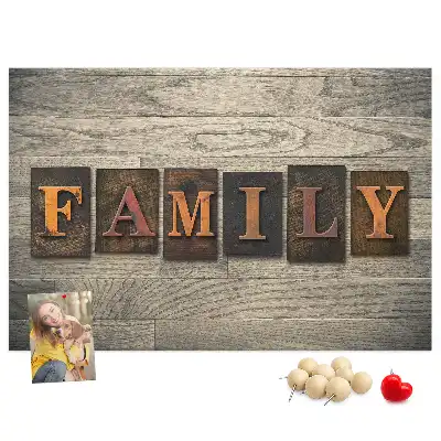 Memobord van kurk Familiespreuk voor aan de muur