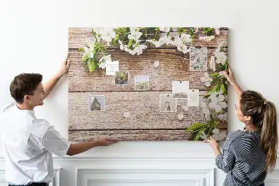 Kurk prikbord Bloemen op hout