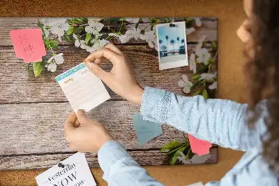 Kurk prikbord Bloemen op hout
