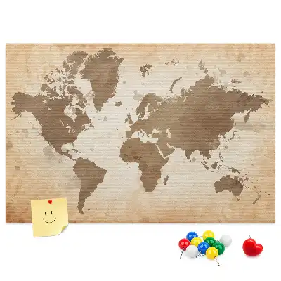 Memobord van kurk met wereldkaart