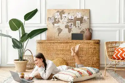 Memobord van kurk Geschilderde wereldkaart
