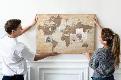 Memobord van kurk Geschilderde wereldkaart