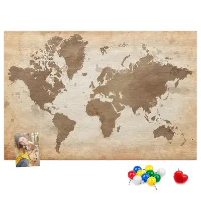 Memobord van kurk Geschilderde wereldkaart