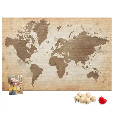 Memobord van kurk Geschilderde wereldkaart