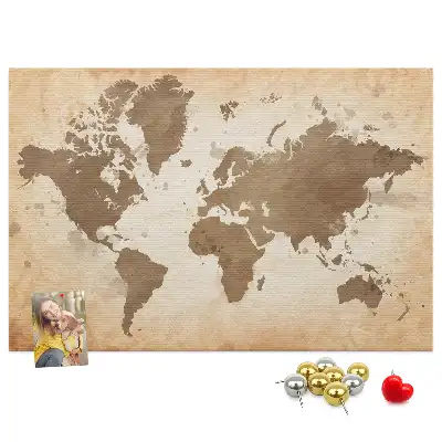 Memobord van kurk Geschilderde wereldkaart