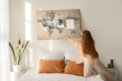 Memobord van kurk Geschilderde wereldkaart