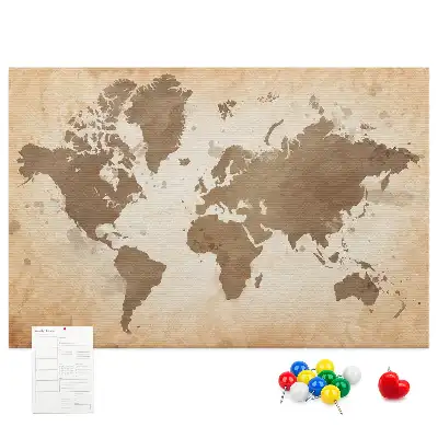 Memobord van kurk Geschilderde wereldkaart