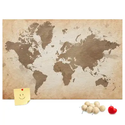 Memobord van kurk Geschilderde wereldkaart