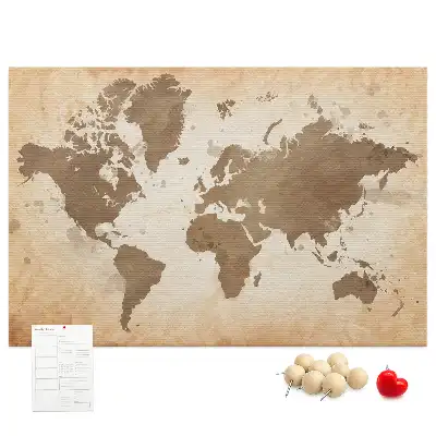 Memobord van kurk Geschilderde wereldkaart