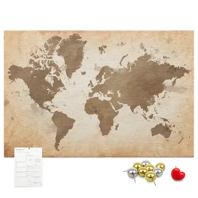 Memobord van kurk Geschilderde wereldkaart
