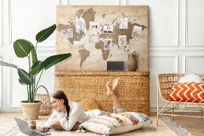 Memobord van kurk Geschilderde wereldkaart
