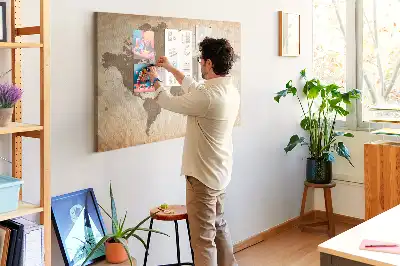 Memobord van kurk Geschilderde wereldkaart