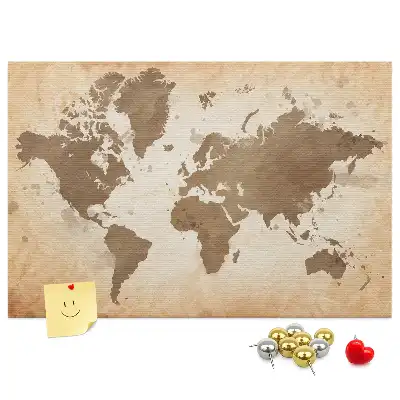 Memobord van kurk Geschilderde wereldkaart