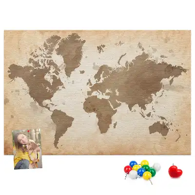 Memobord van kurk Geschilderde wereldkaart