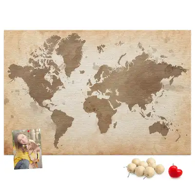 Memobord van kurk Geschilderde wereldkaart