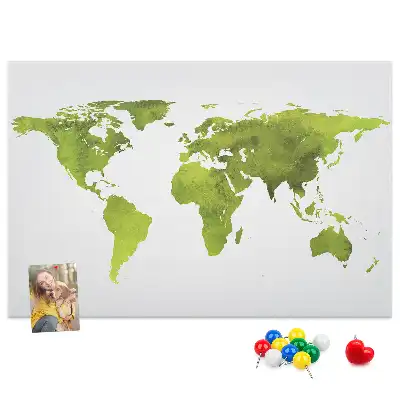 Kurk prikbord Aquarel wereldkaart