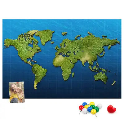 Memobord van kurk Contouren van landen ter wereld