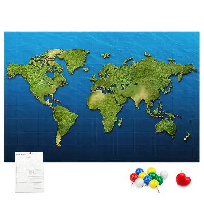 Memobord van kurk Contouren van landen ter wereld