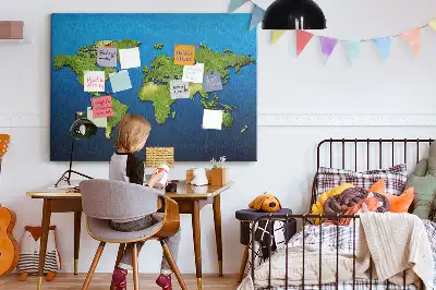 Memobord van kurk Contouren van landen ter wereld