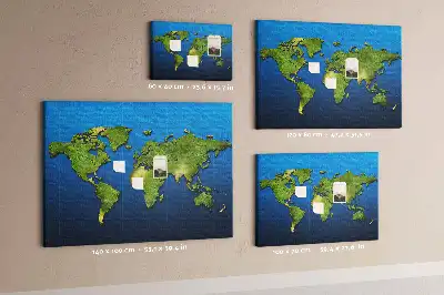 Memobord van kurk Contouren van landen ter wereld