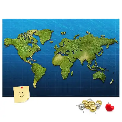 Memobord van kurk Contouren van landen ter wereld