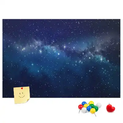 Kurken prikbord met print van een donkere sterrenhemel