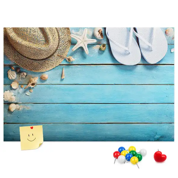 Kurk prikbord Hoed en teenslippers