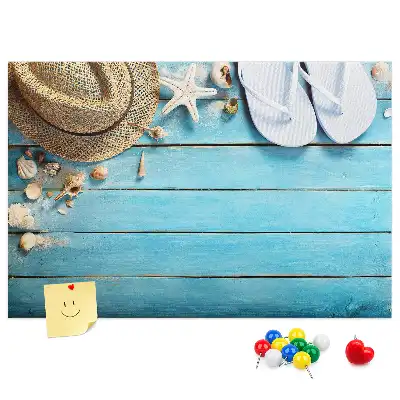 Kurk prikbord Hoed en teenslippers