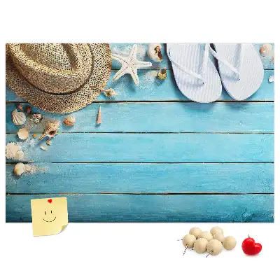Kurk prikbord Hoed en teenslippers